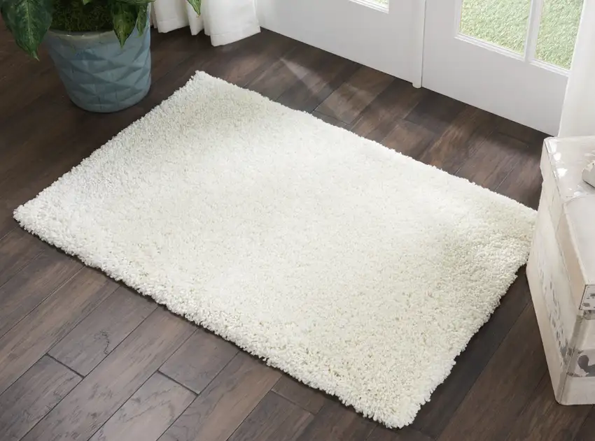 Ivory Shag Distressed Area Rug Photo 9