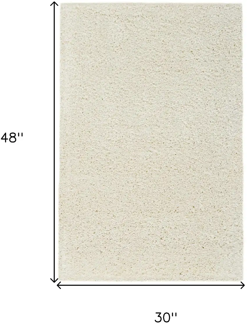 Ivory Shag Distressed Area Rug Photo 3