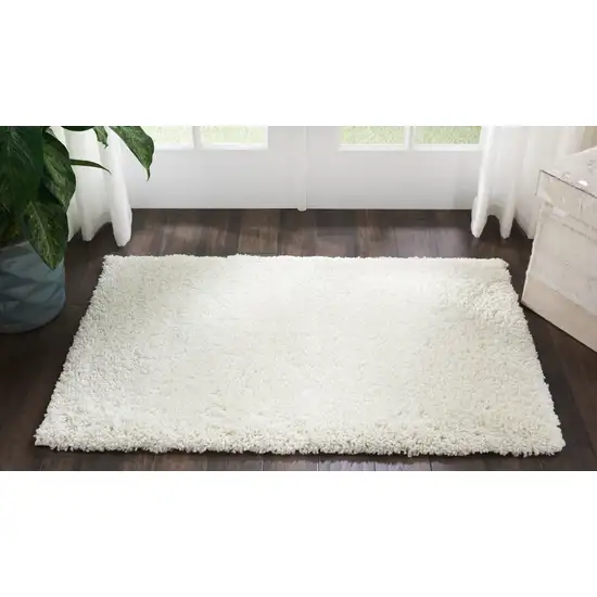 Ivory Shag Distressed Area Rug Photo 5