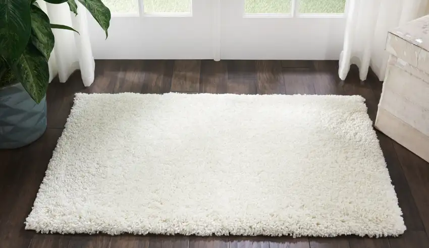 Ivory Shag Distressed Area Rug Photo 5