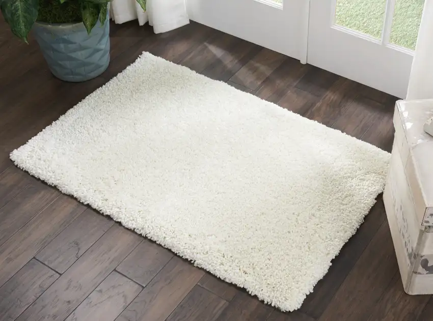 Ivory Shag Distressed Area Rug Photo 6