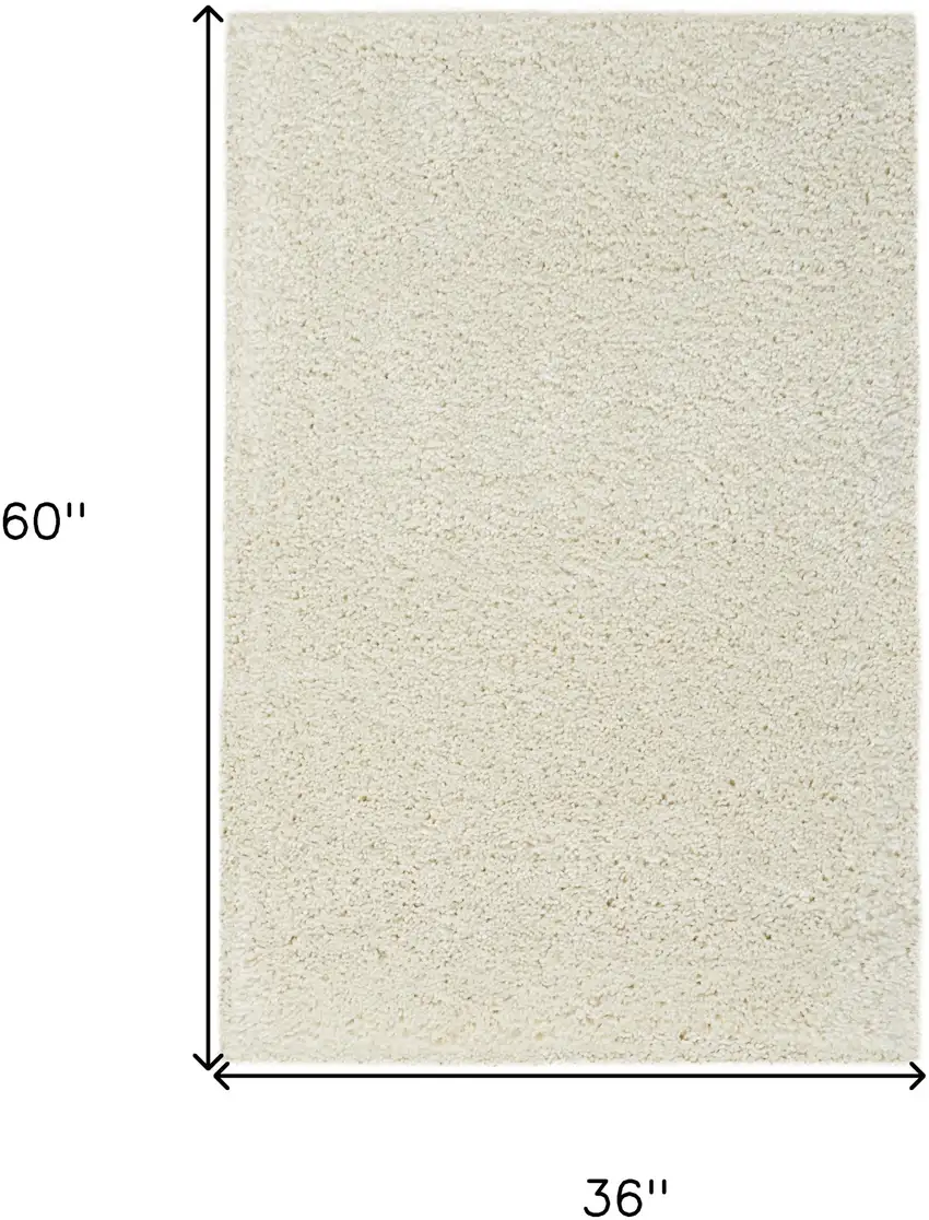 Ivory Shag Distressed Area Rug Photo 3