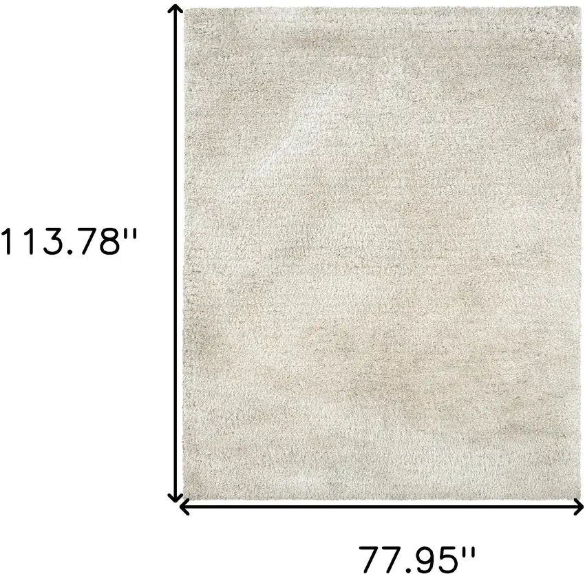 Ivory Shag Hand Tufted Area Rug Photo 6