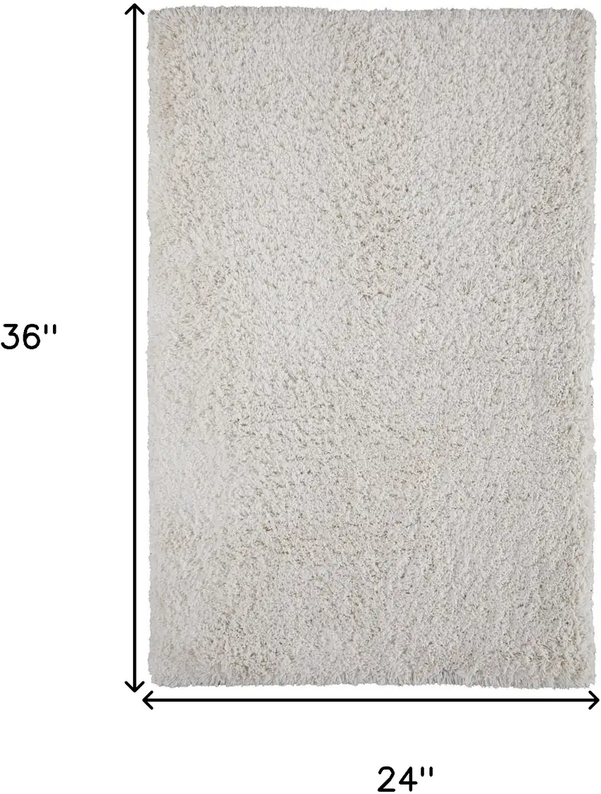 Ivory Shag Hand Tufted Area Rug Photo 3