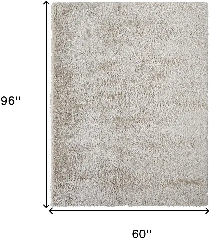 Ivory Shag Power Loom Stain Resistant Area Rug Photo 10