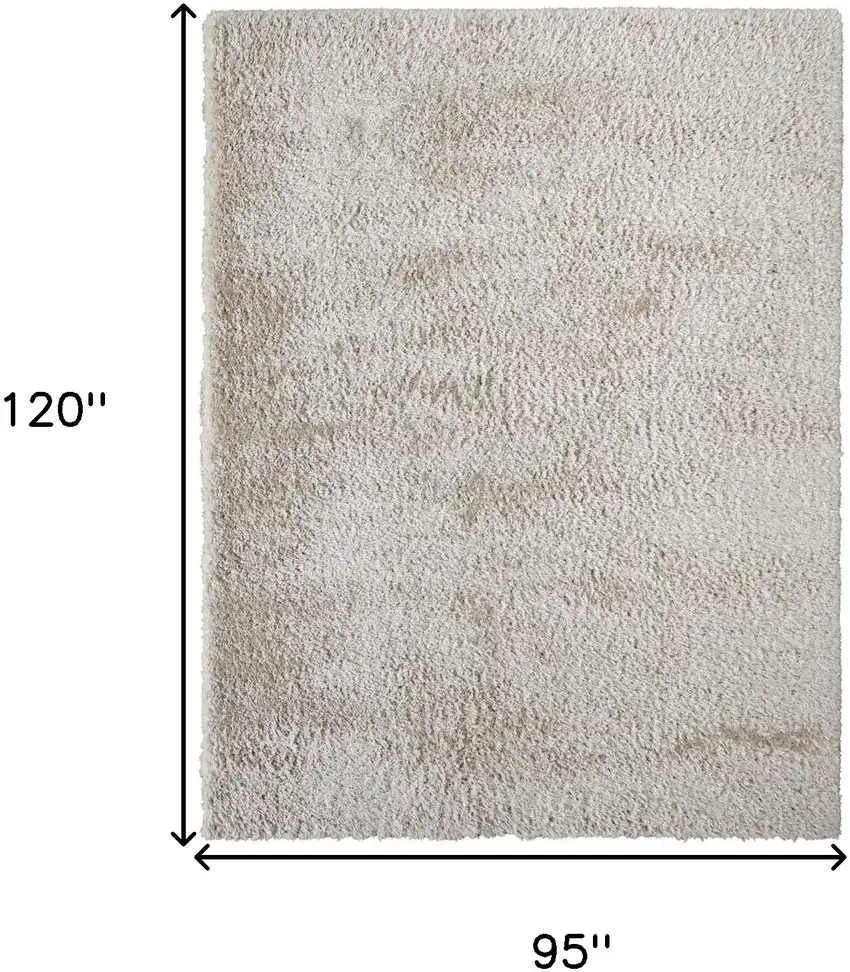 Ivory Shag Power Loom Stain Resistant Area Rug Photo 10