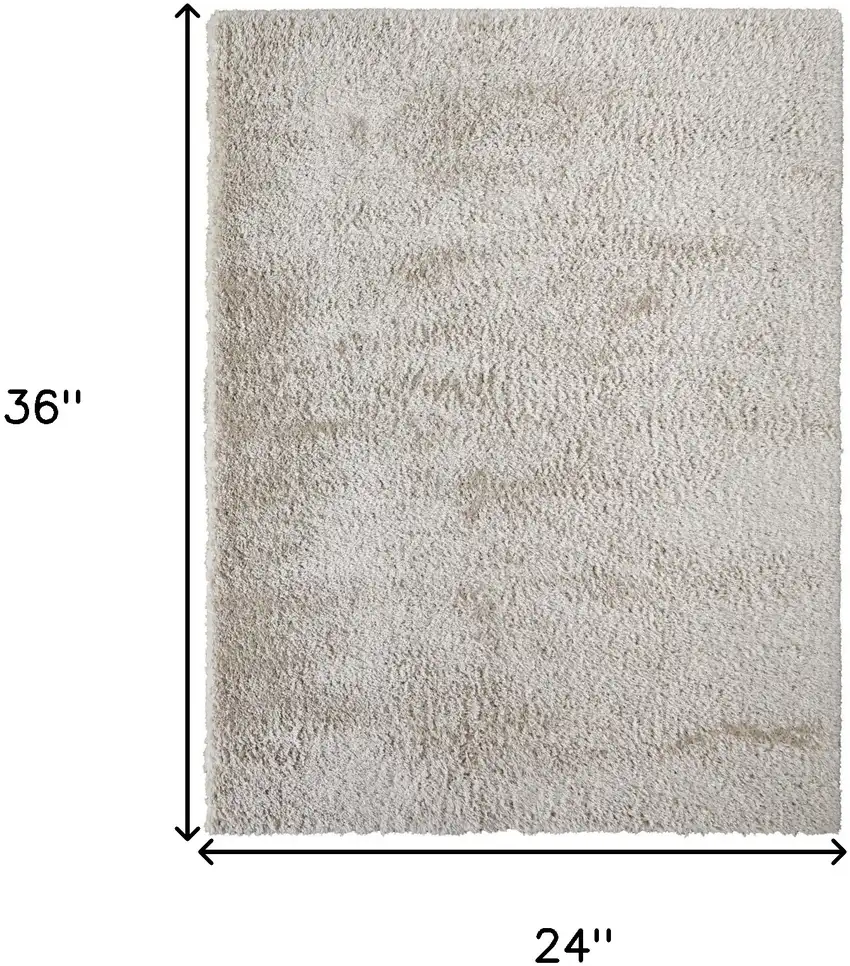 Ivory Shag Power Loom Stain Resistant Area Rug Photo 10