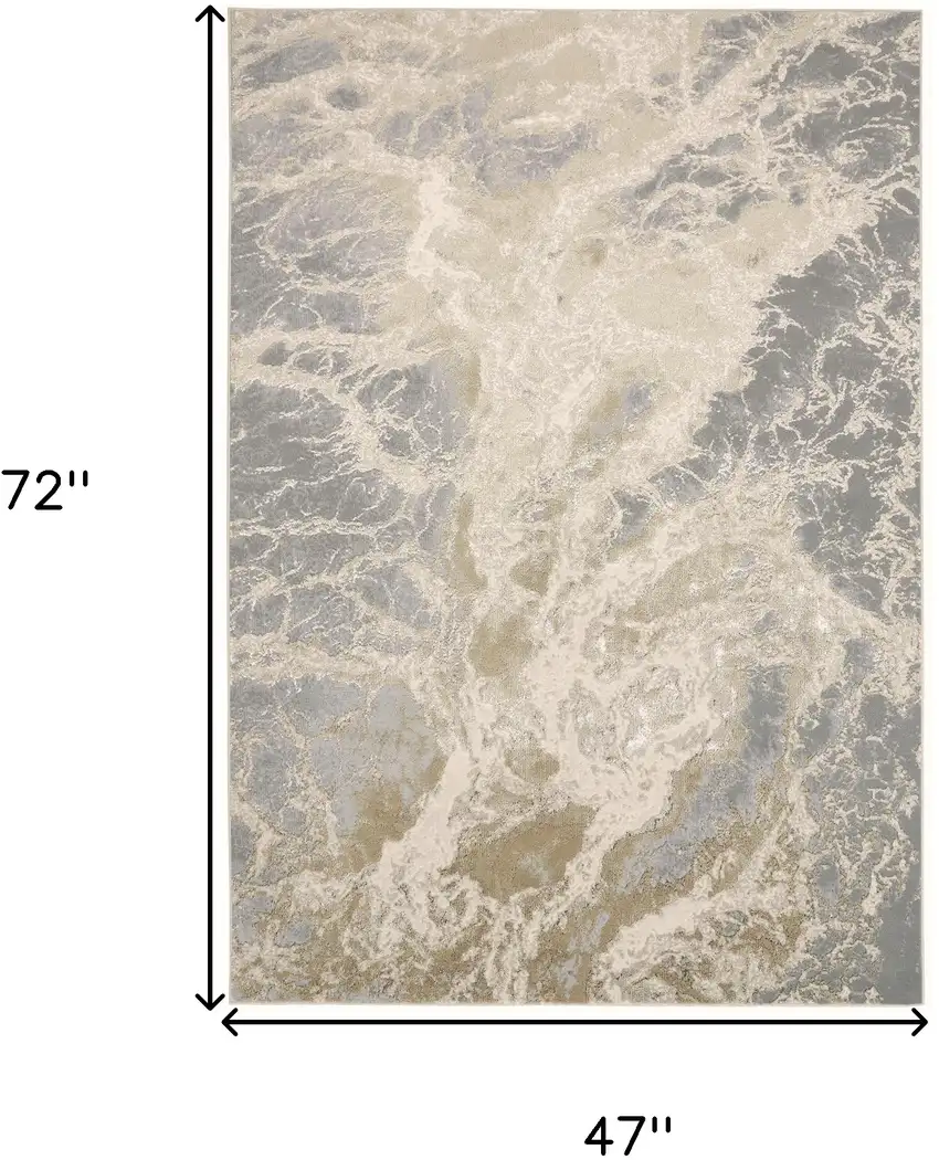 Ivory Silver And Gold Abstract Area Rug Photo 10