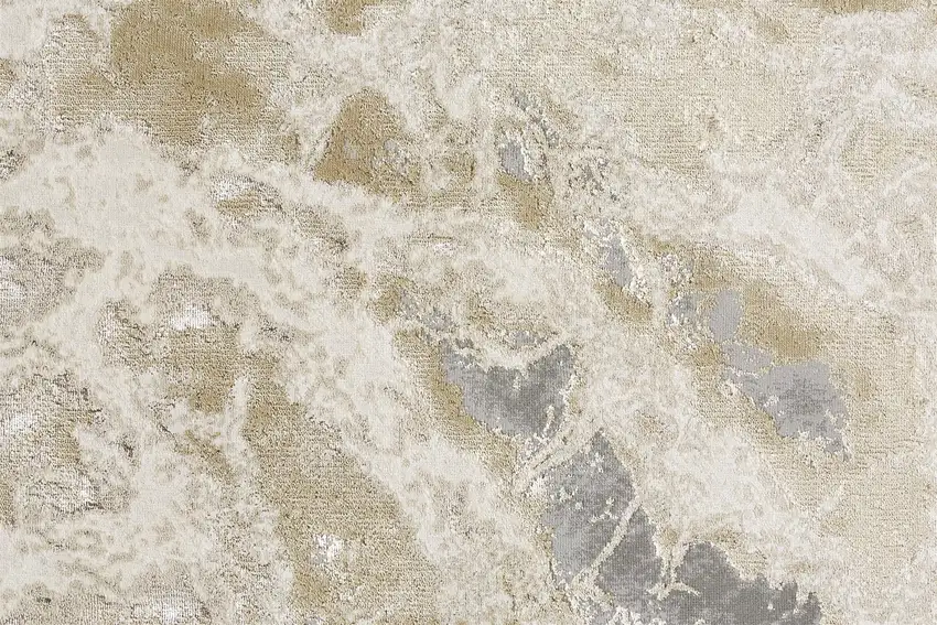 Ivory Silver And Gold Abstract Stain Resistant Area Rug Photo 8