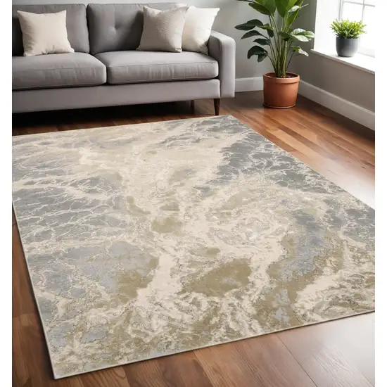 Ivory Tan And Gray Abstract Area Rug Photo 1