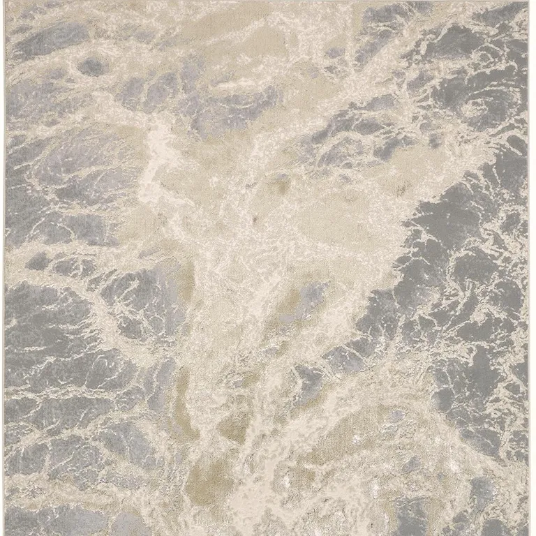 Ivory Silver And Gold Abstract Stain Resistant Area Rug Photo 3