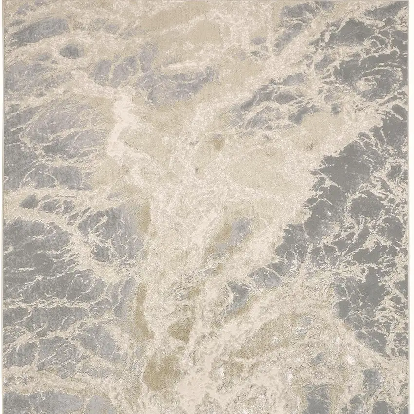 Ivory Tan And Gray Abstract Area Rug Photo 3
