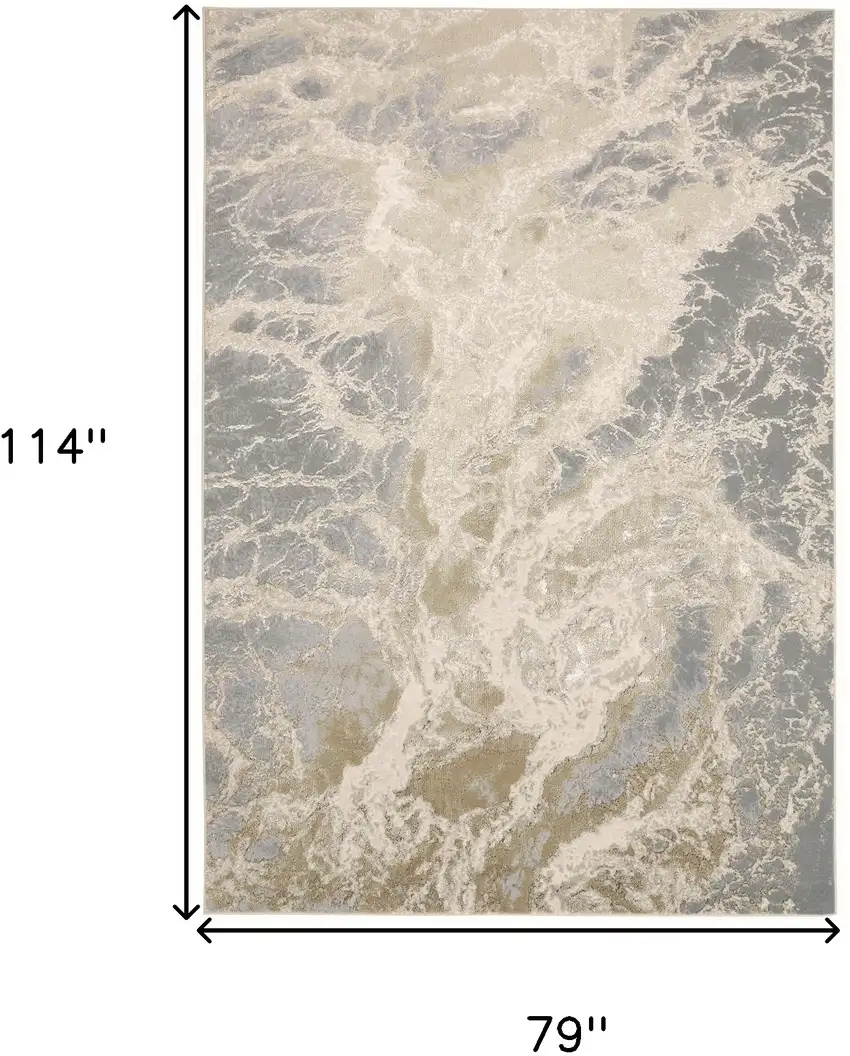 Ivory Silver And Gold Abstract Stain Resistant Area Rug Photo 9
