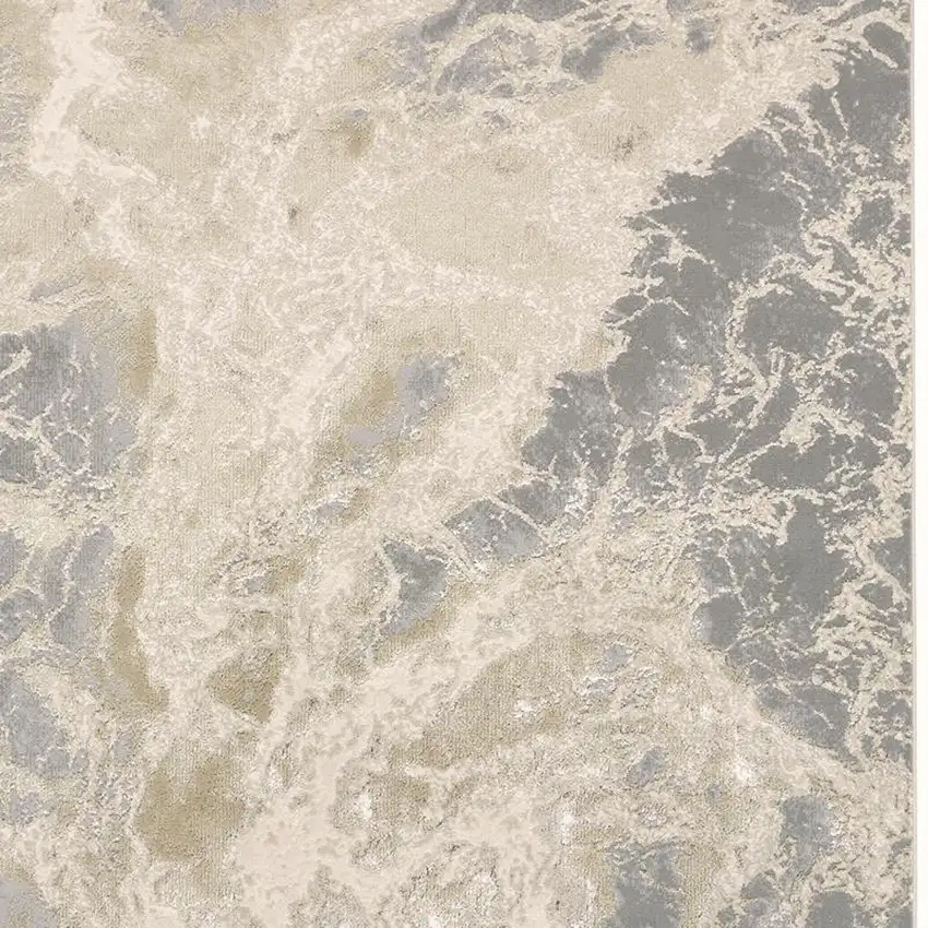 Ivory Silver And Gold Abstract Stain Resistant Area Rug Photo 6
