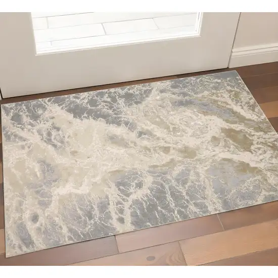 Ivory Tan And Gray Abstract Area Rug Photo 1