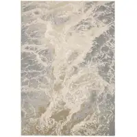 Photo of Ivory Silver And Gold Abstract Stain Resistant Area Rug
