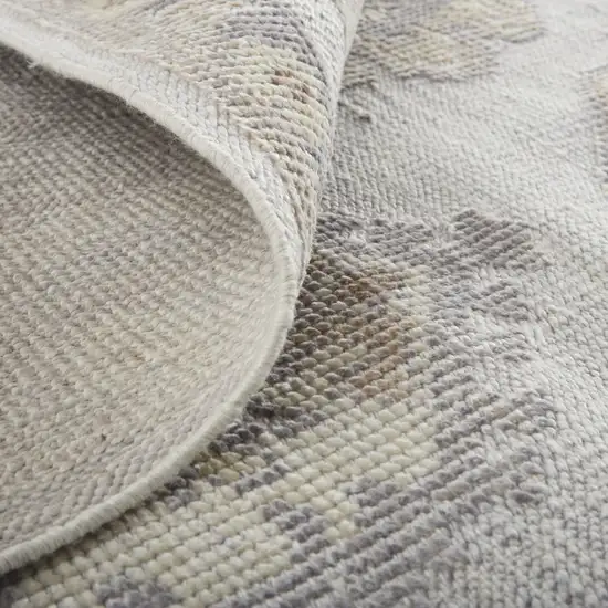 Gray and Ivory Floral Hand Knotted Area Rug Photo 8