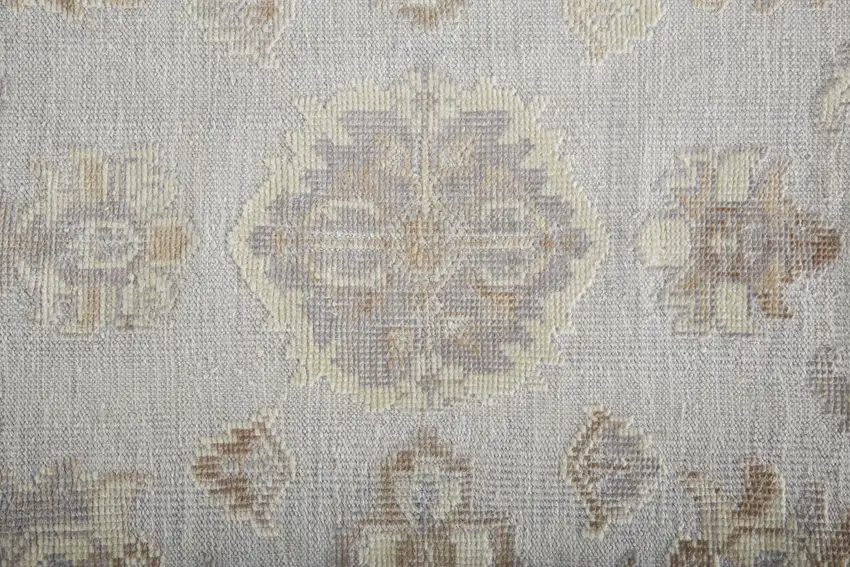 Ivory Silver And Tan Floral Hand Knotted Stain Resistant Area Rug Photo 9