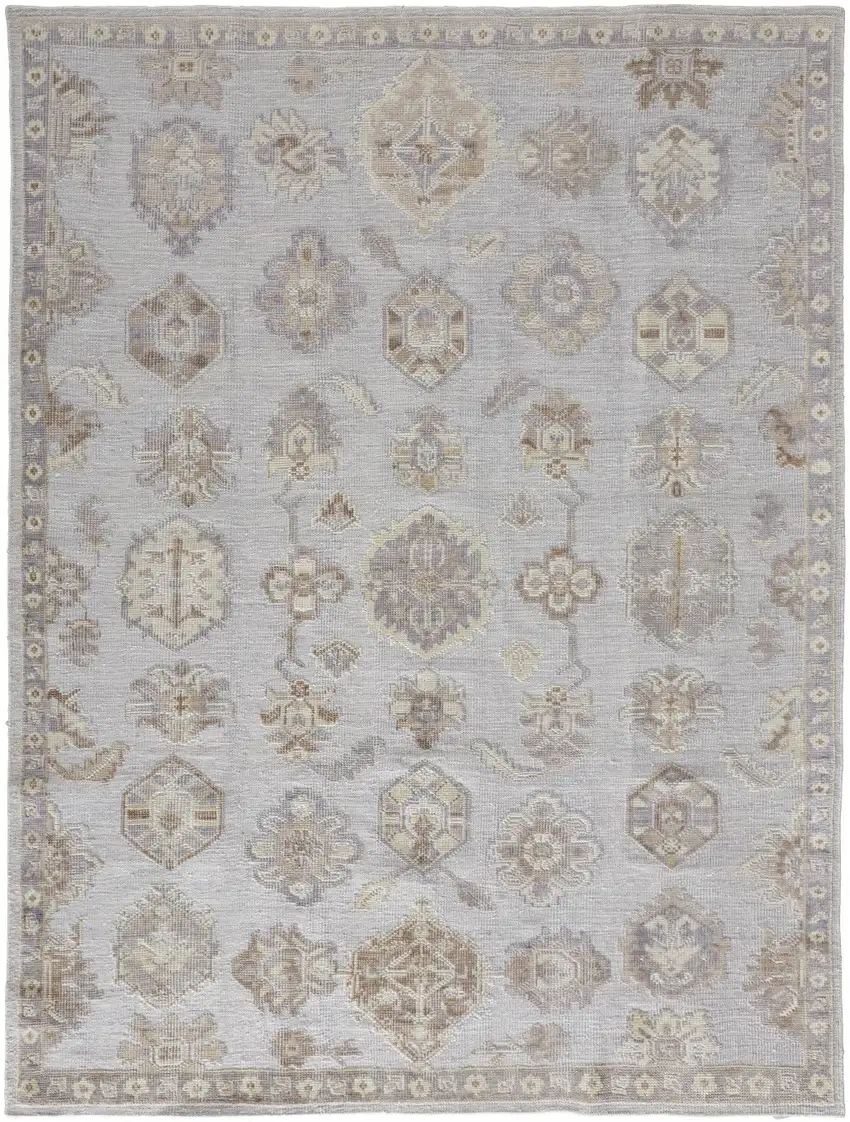 Ivory Silver And Tan Floral Hand Knotted Stain Resistant Area Rug Photo 1