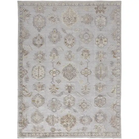 Ivory Silver And Tan Floral Hand Knotted Stain Resistant Area Rug Photo 2
