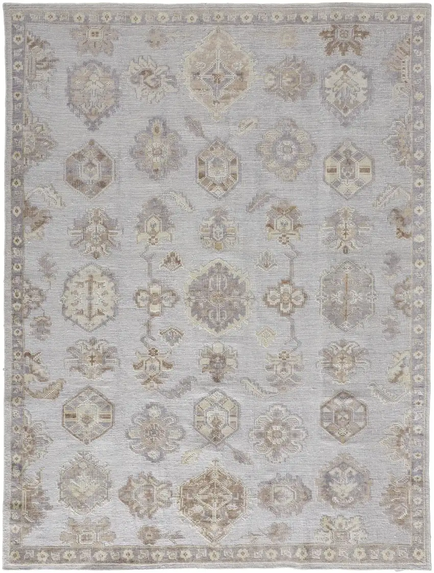 Ivory Silver And Tan Floral Hand Knotted Stain Resistant Area Rug Photo 2