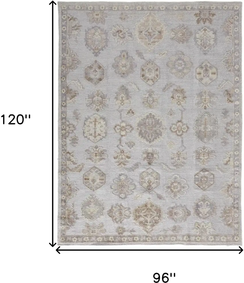 Ivory Silver And Tan Floral Hand Knotted Stain Resistant Area Rug Photo 3