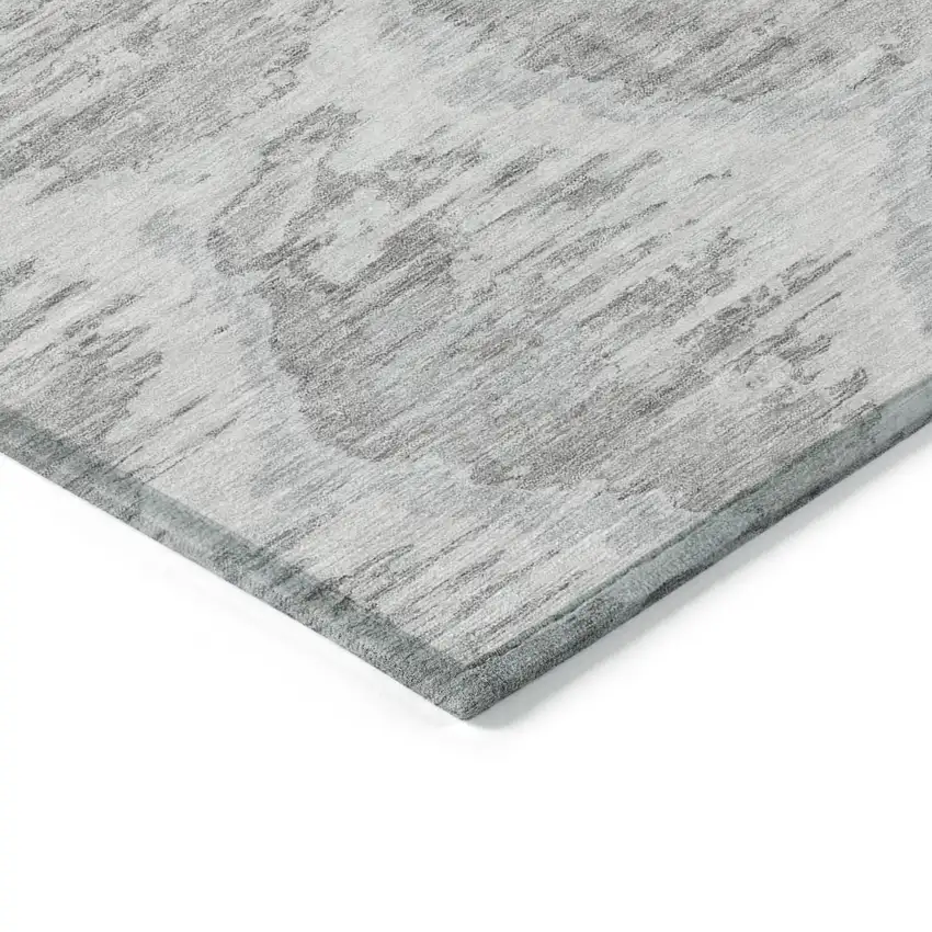 Ivory Silver And Taupe Abstract Washable Indoor Outdoor Area Rug Photo 4