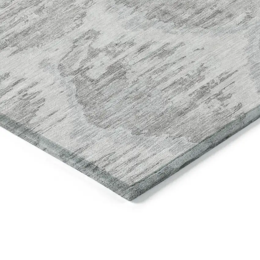 Ivory Silver And Taupe Abstract Washable Indoor Outdoor Area Rug Photo 4