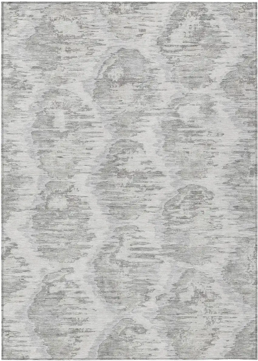 Ivory Silver And Taupe Abstract Washable Indoor Outdoor Area Rug Photo 2