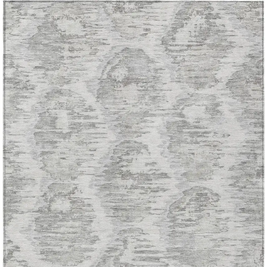 Ivory Silver And Taupe Abstract Washable Indoor Outdoor Area Rug Photo 6