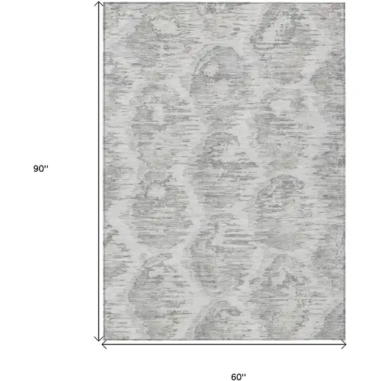 Ivory Silver And Taupe Abstract Washable Indoor Outdoor Area Rug Photo 3