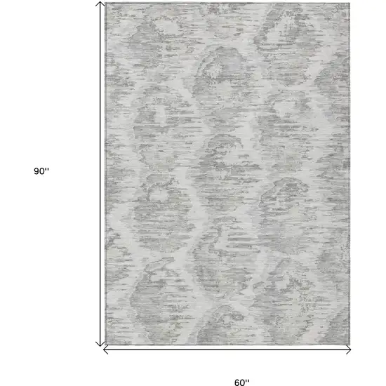 Ivory Silver And Taupe Abstract Washable Indoor Outdoor Area Rug Photo 3