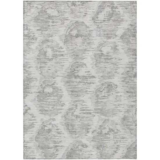 Ivory Silver And Taupe Abstract Washable Indoor Outdoor Area Rug Photo 1