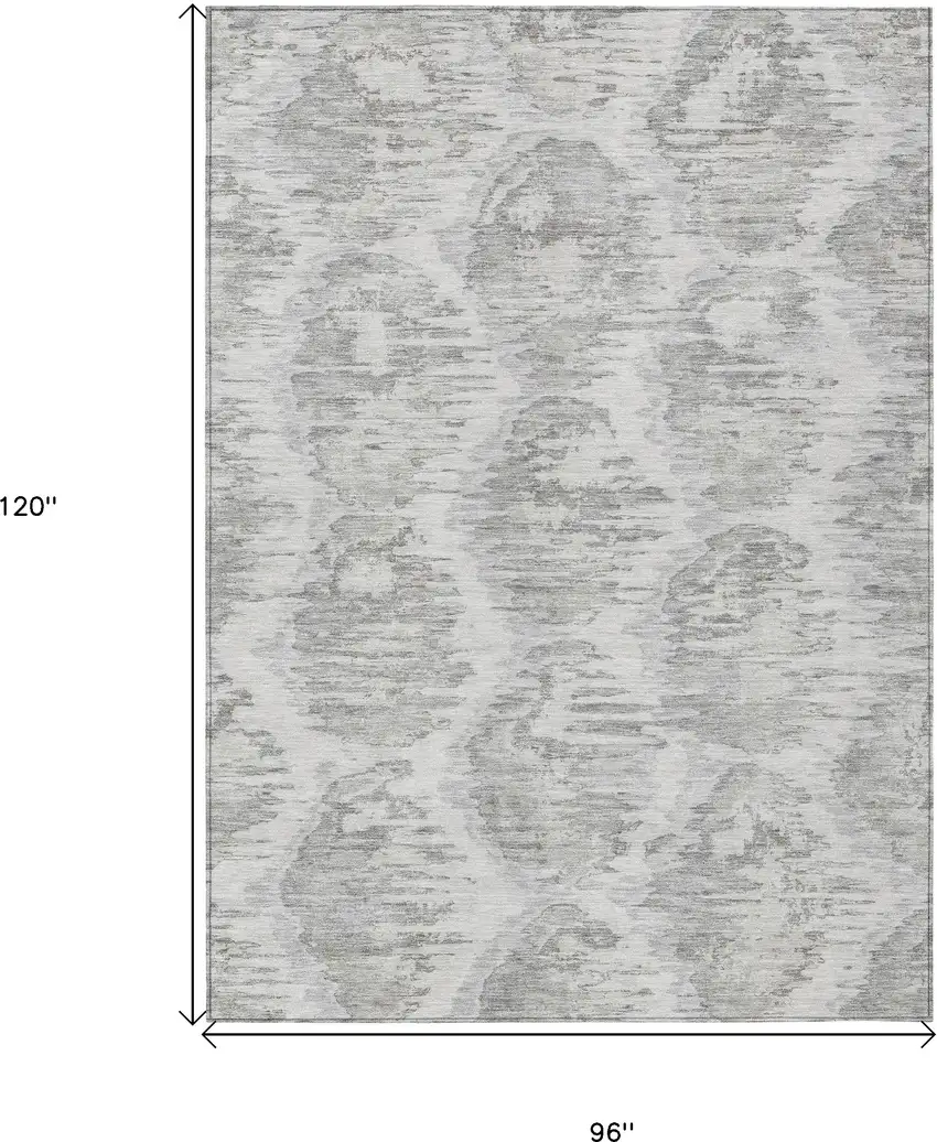 Ivory Silver And Taupe Abstract Washable Indoor Outdoor Area Rug Photo 3