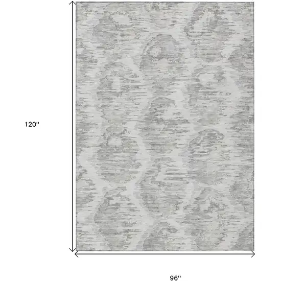 Ivory Silver And Taupe Abstract Washable Indoor Outdoor Area Rug Photo 3