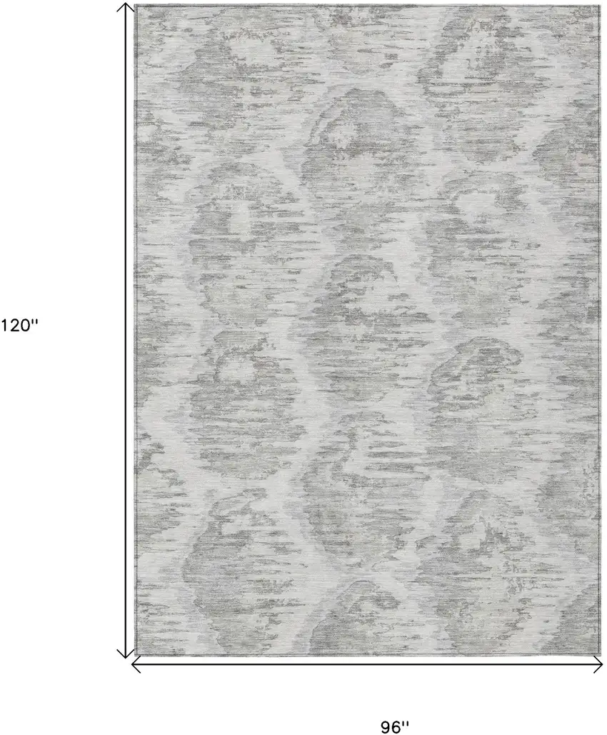Ivory Silver And Taupe Abstract Washable Indoor Outdoor Area Rug Photo 3