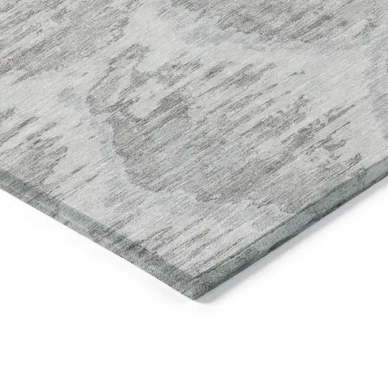 Ivory Silver And Taupe Abstract Washable Indoor Outdoor Area Rug Photo 3