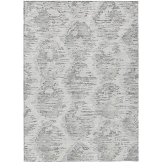 Ivory Silver And Taupe Abstract Washable Indoor Outdoor Area Rug Photo 1