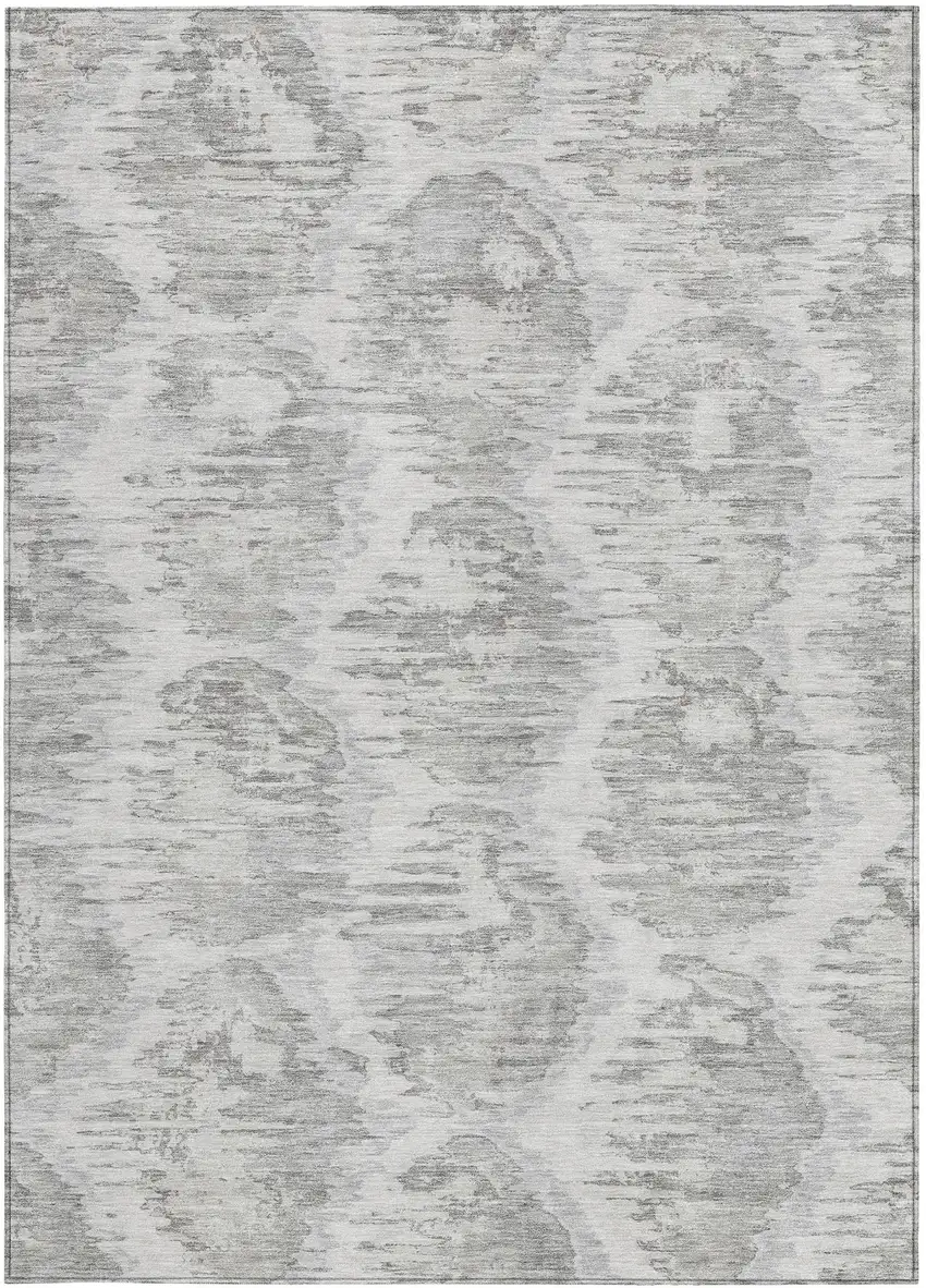 Ivory Silver And Taupe Abstract Washable Indoor Outdoor Area Rug Photo 5