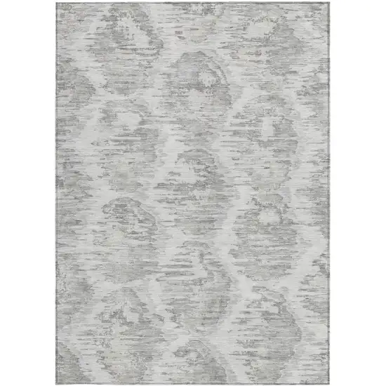 Ivory Silver And Taupe Abstract Washable Indoor Outdoor Area Rug Photo 5