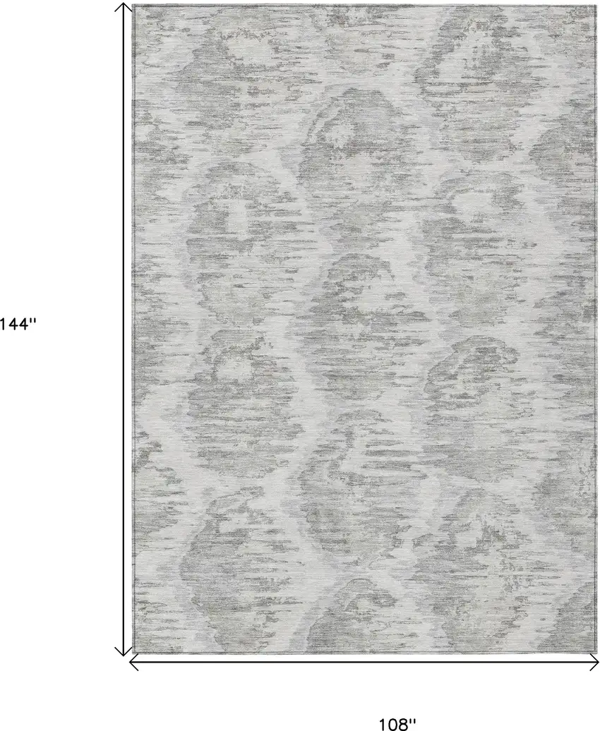 Ivory Silver And Taupe Abstract Washable Indoor Outdoor Area Rug Photo 9