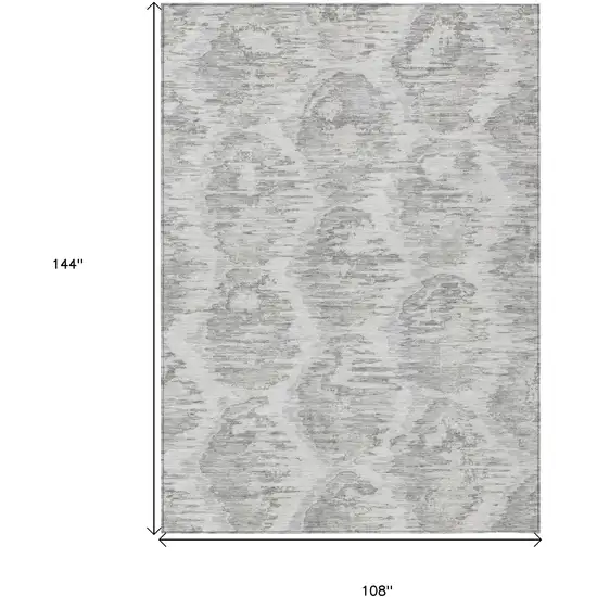 Ivory Silver And Taupe Abstract Washable Indoor Outdoor Area Rug Photo 9