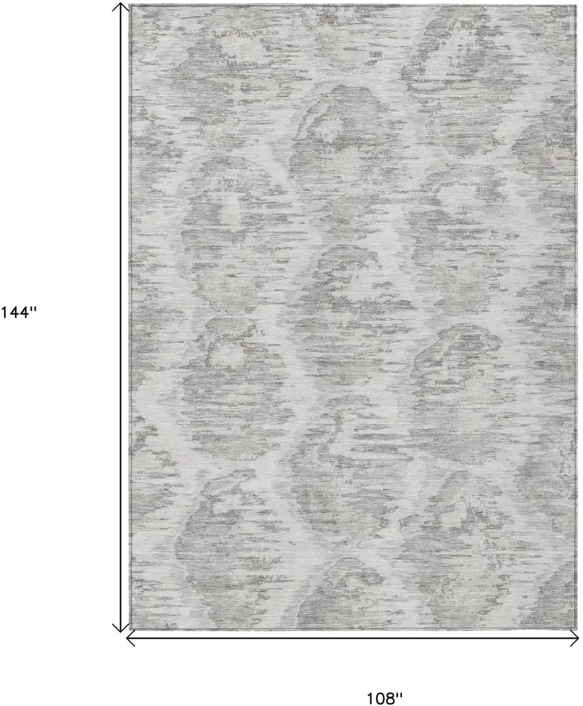Ivory Silver And Taupe Abstract Washable Indoor Outdoor Area Rug Photo 9
