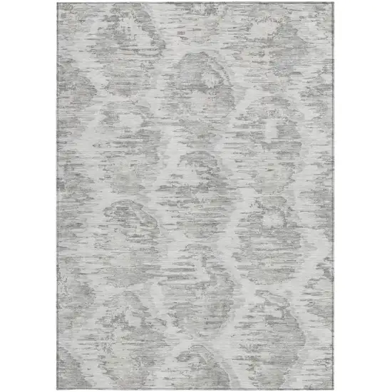 Ivory Silver And Taupe Abstract Washable Indoor Outdoor Area Rug Photo 4