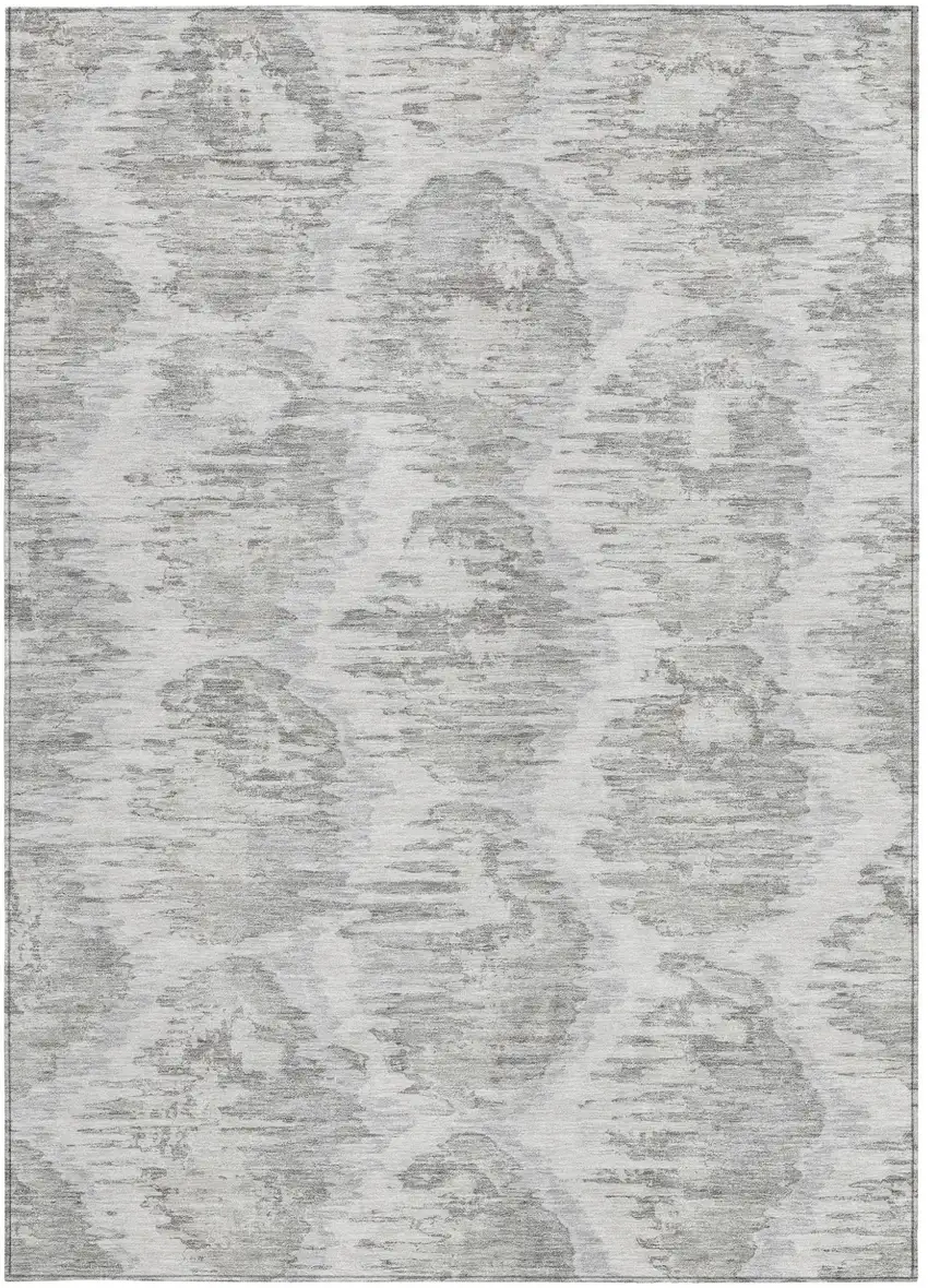 Ivory Silver And Taupe Abstract Washable Indoor Outdoor Area Rug Photo 4