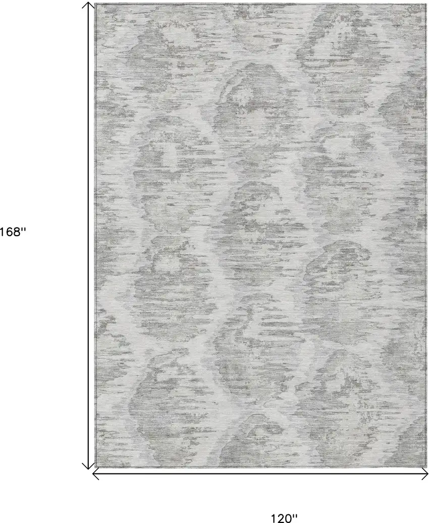 Ivory Silver And Taupe Abstract Washable Indoor Outdoor Area Rug Photo 3