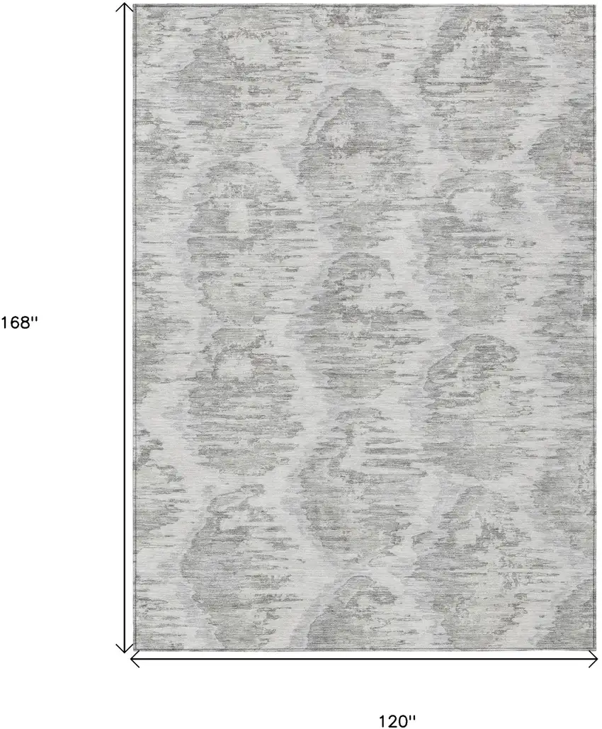 Ivory Silver And Taupe Abstract Washable Indoor Outdoor Area Rug Photo 3