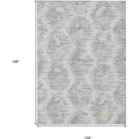 Ivory Silver And Taupe Abstract Washable Indoor Outdoor Area Rug Photo 3