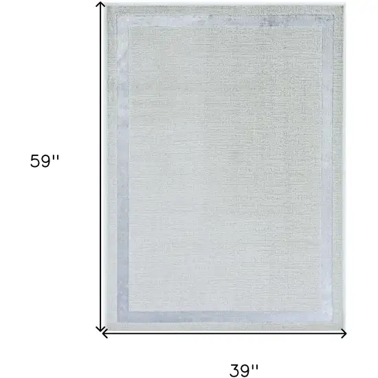 3'X5' Ivory Silver Machine Woven Bordered Indoor Area Rug Photo 5