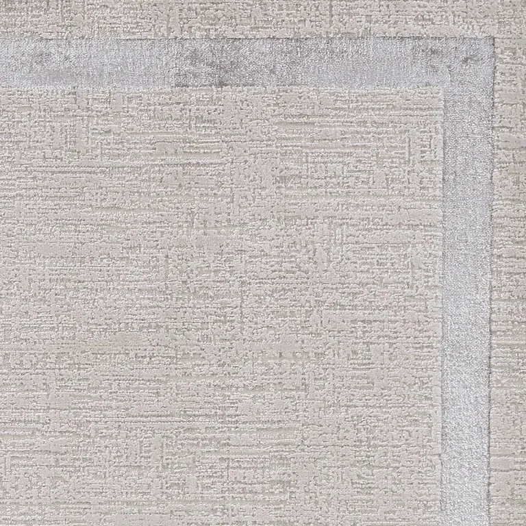 Ivory Silver Machine Woven Bordered Indoor Area Rug Photo 2